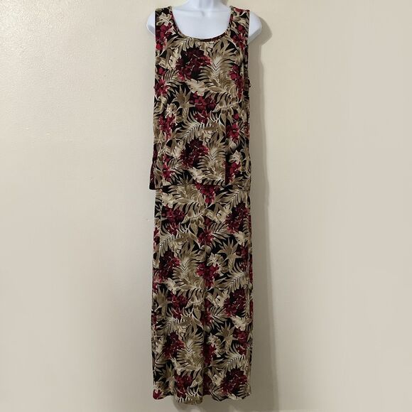 Vintage Y2K Floral Tropical Fairy Grunge Fairycore Stretchy Boho Skirt Set L - Picture 1 of 8